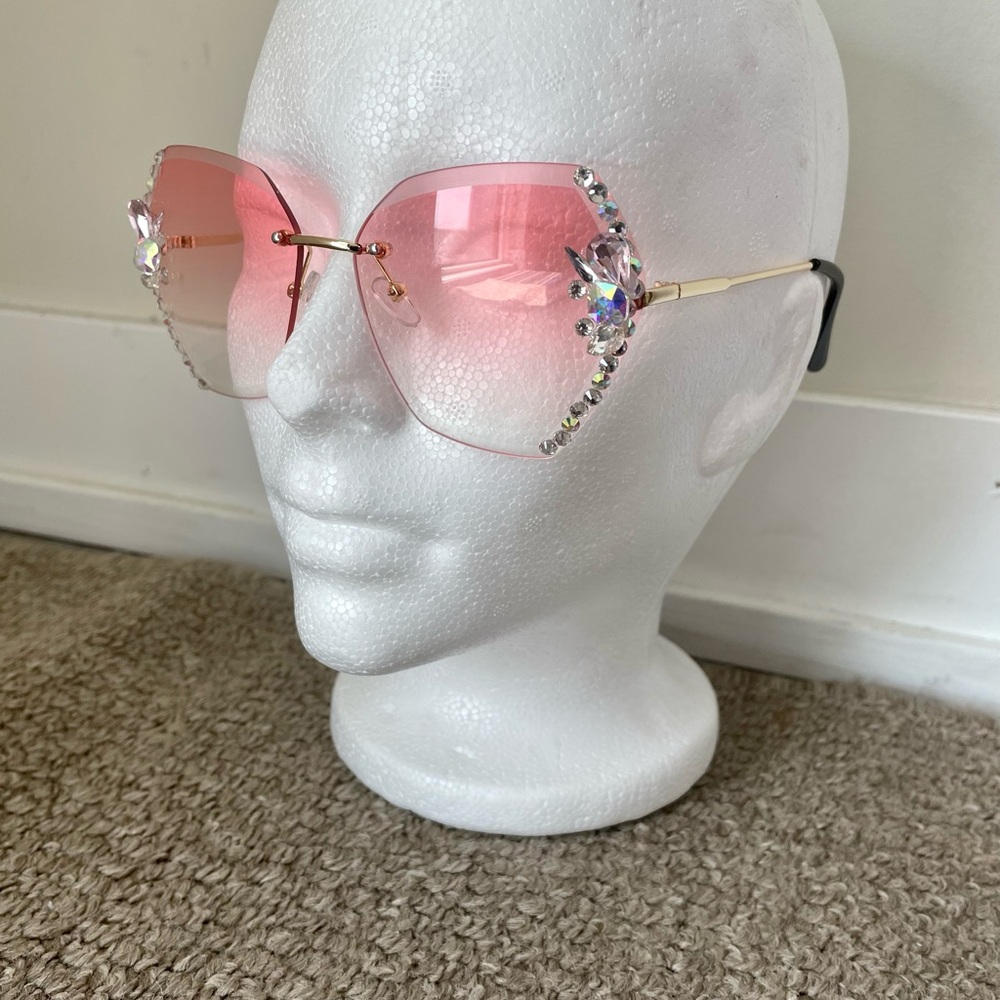Pink Crystal Embellished Sunglasses